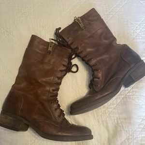Steve Madden Leader Boot Brown Leather Combat Style Boot